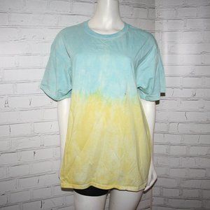 Handmade Tie dye Blue and Yellow T-shirt Uni-sex (men's fit) Size Large